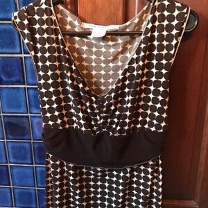 Max Studio brown and Cream Circle Pattern top